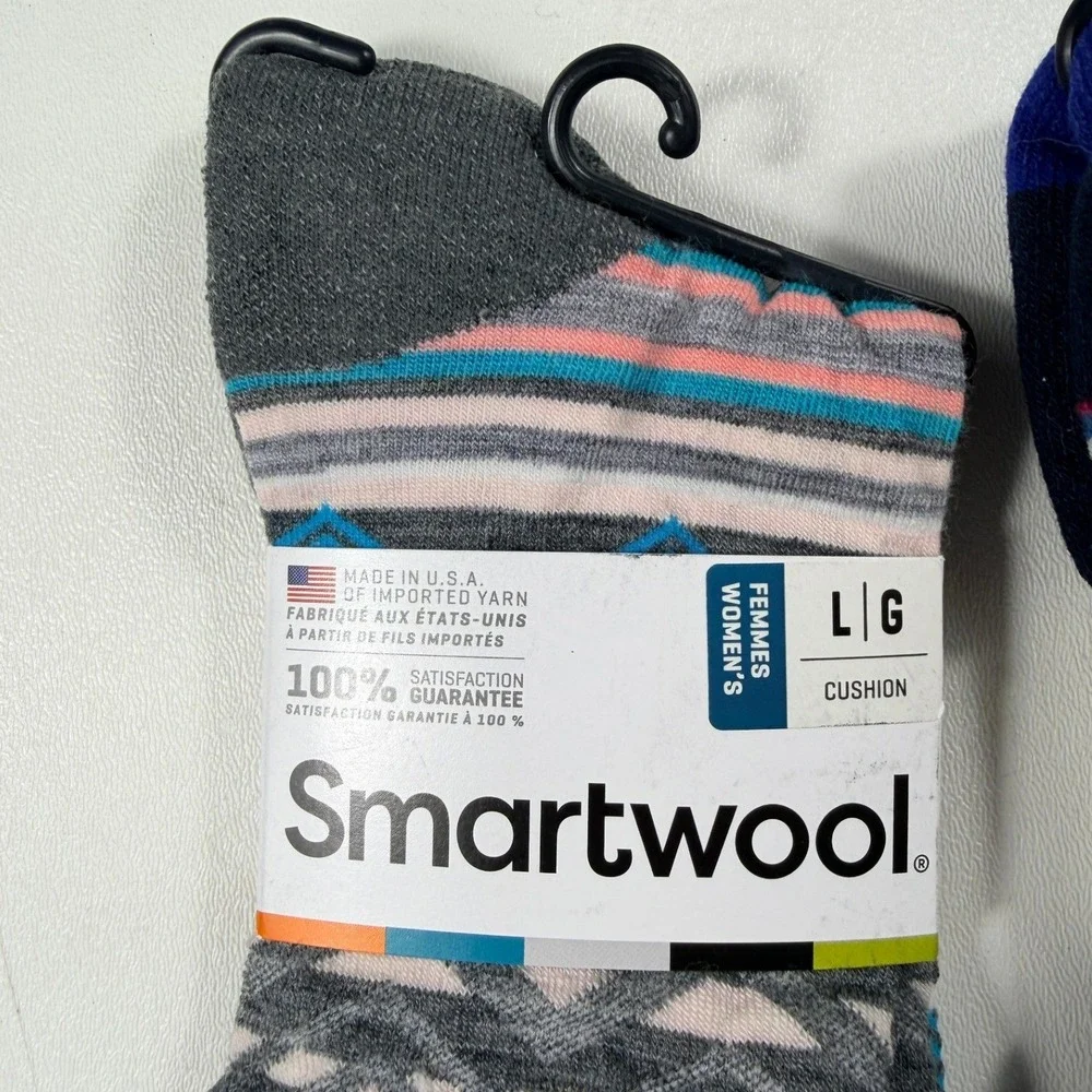 Smartwool Womens L Merino Wool Socks Ripple Creek Cozy Cabin Crew Cushion LOT 3